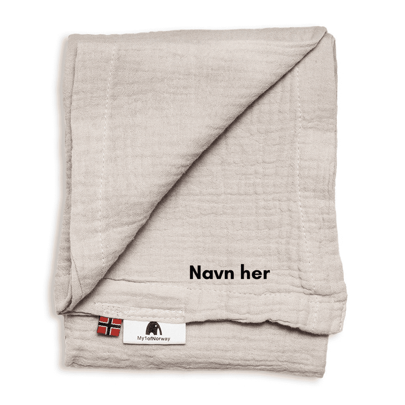 Koseklut/gulpeklut i musselin med navn - VELG FARGE