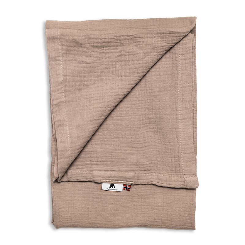 Teppe med navn i myk musselin - VELG FARGE